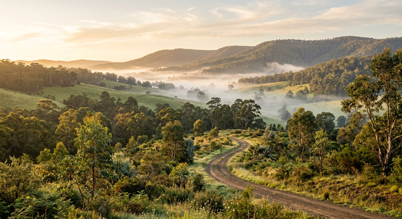 Macedon Ranges landscape at morning light